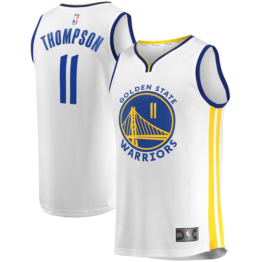 Men Golden State Warriors #11 Klay Thompson Fanatics Branded White 2022-23 Fast Break Replica Player NBA Jersey->golden state warriors->NBA Jersey